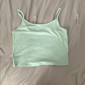 American Eagle Mint Ribbed Crop Tank Top
